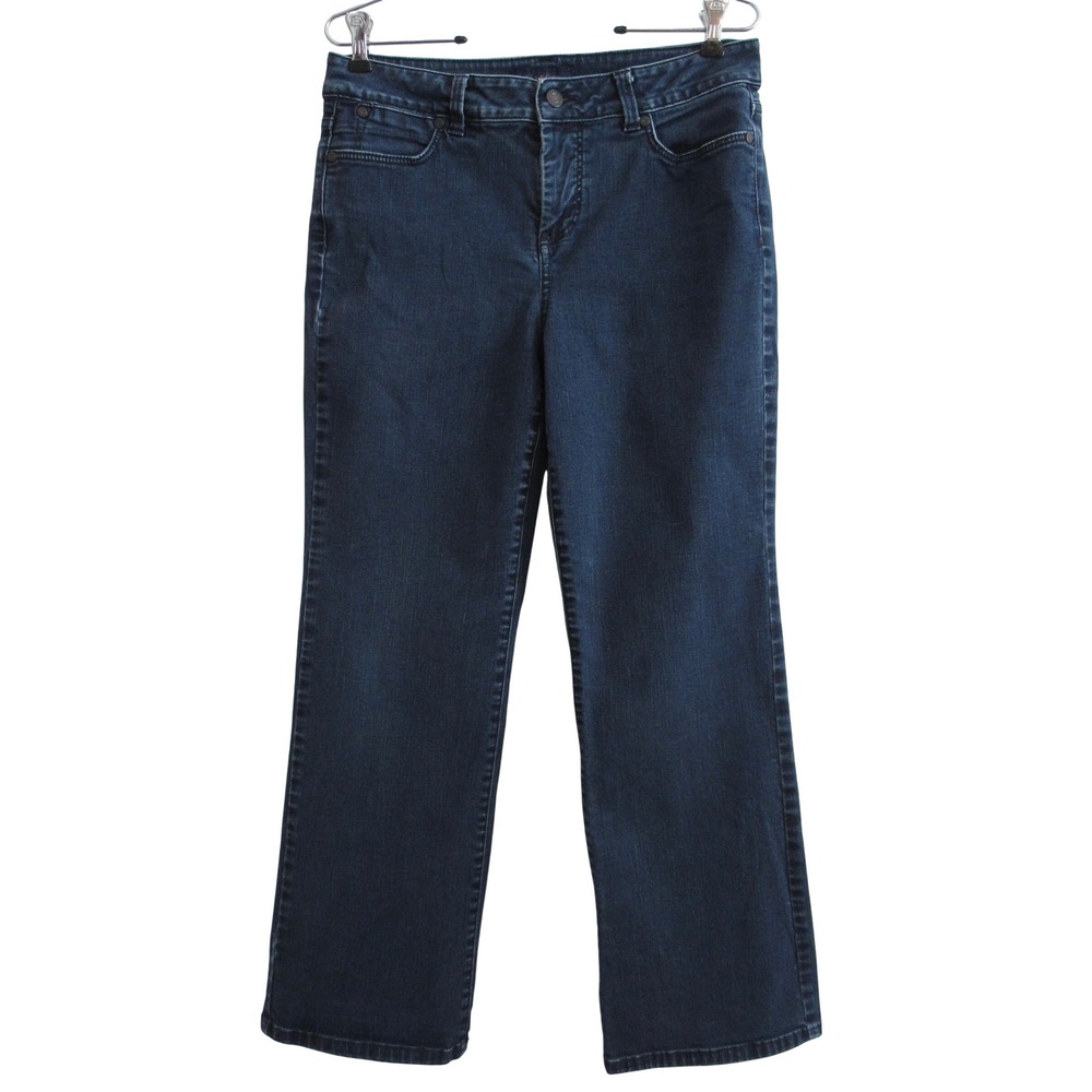 Talbots Curvy Petite Jeans 10P Dark Wash Wide‎ Leg Stretch Denim Minimalist
